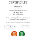 ISO9001:2008, ISO14001:2004